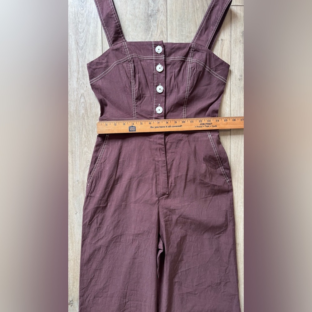 Maeve Brown Wide-Leg Jumpsuit with Contrast Stitching - Picture 9 of 13